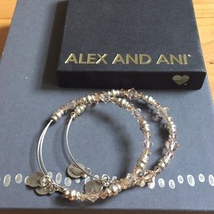 Alex and Ani blush/silver bracelets